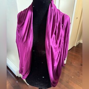 Pennington’s 1x purple bolero shrug. Perfect for fall.